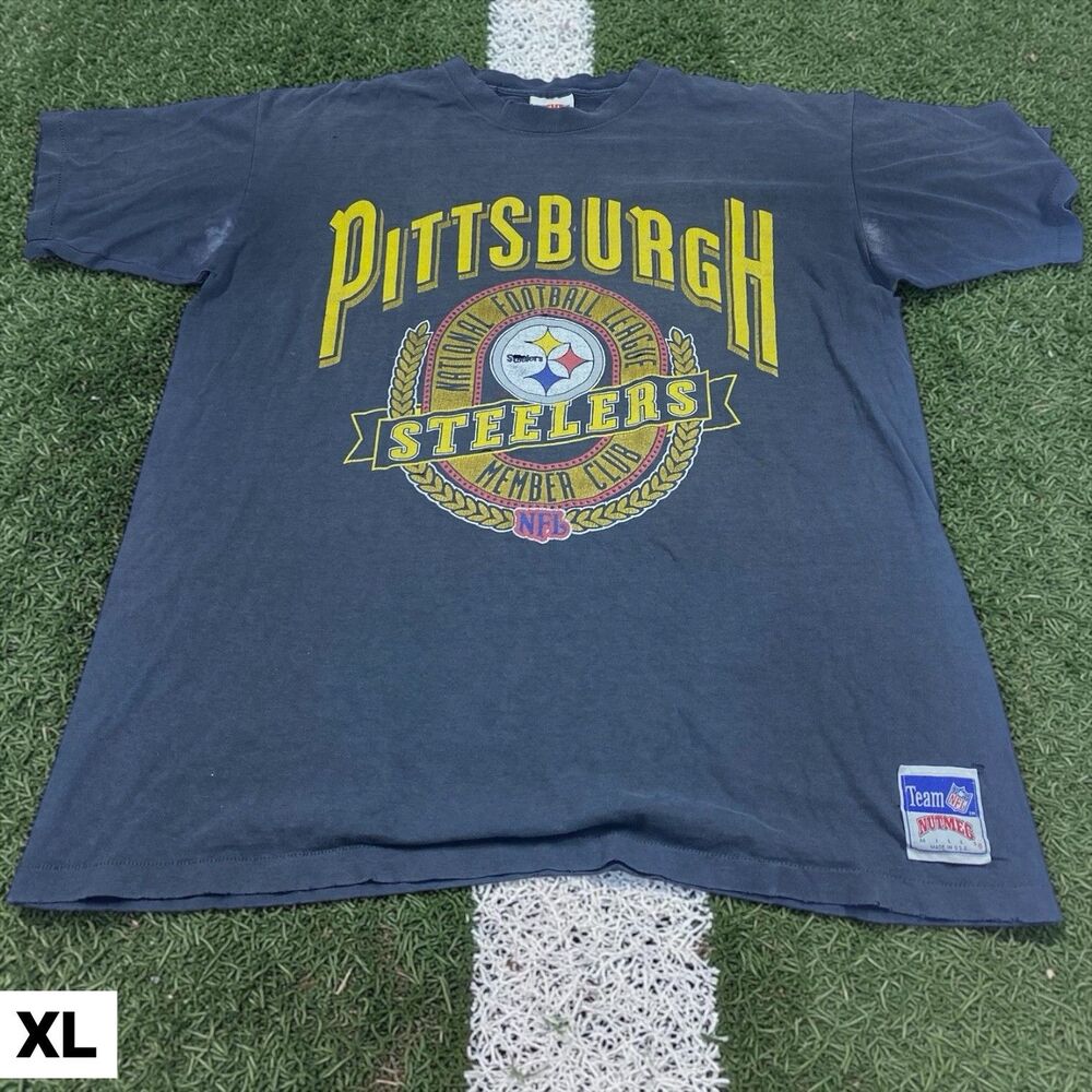 Vintage 90s Pittsburgh Steelers T Shirt Mens XL Black NFL USA Single Stitch‎ Tee